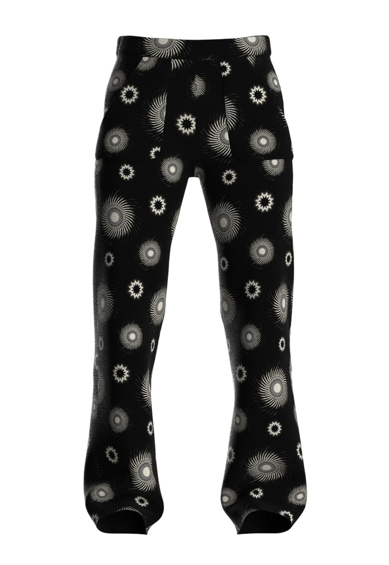 Pantaloni evazati cu talie inalta - Roz/Bleumarin