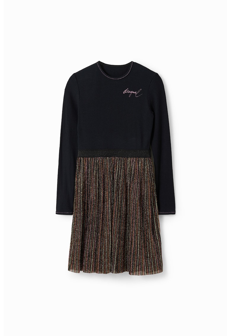 Rochie combi cu logo pe piept - Negru