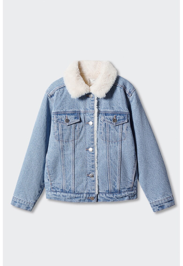 Jacheta din denim cu captuseala din blana shearling sintetica Lisa