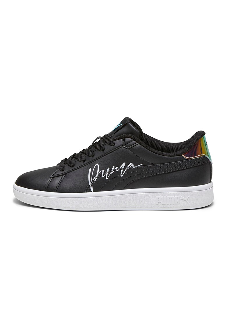 Pantofi sport de piele ecologica cu logo Smash 3.0 - Alb/Negru/Albastru deschis