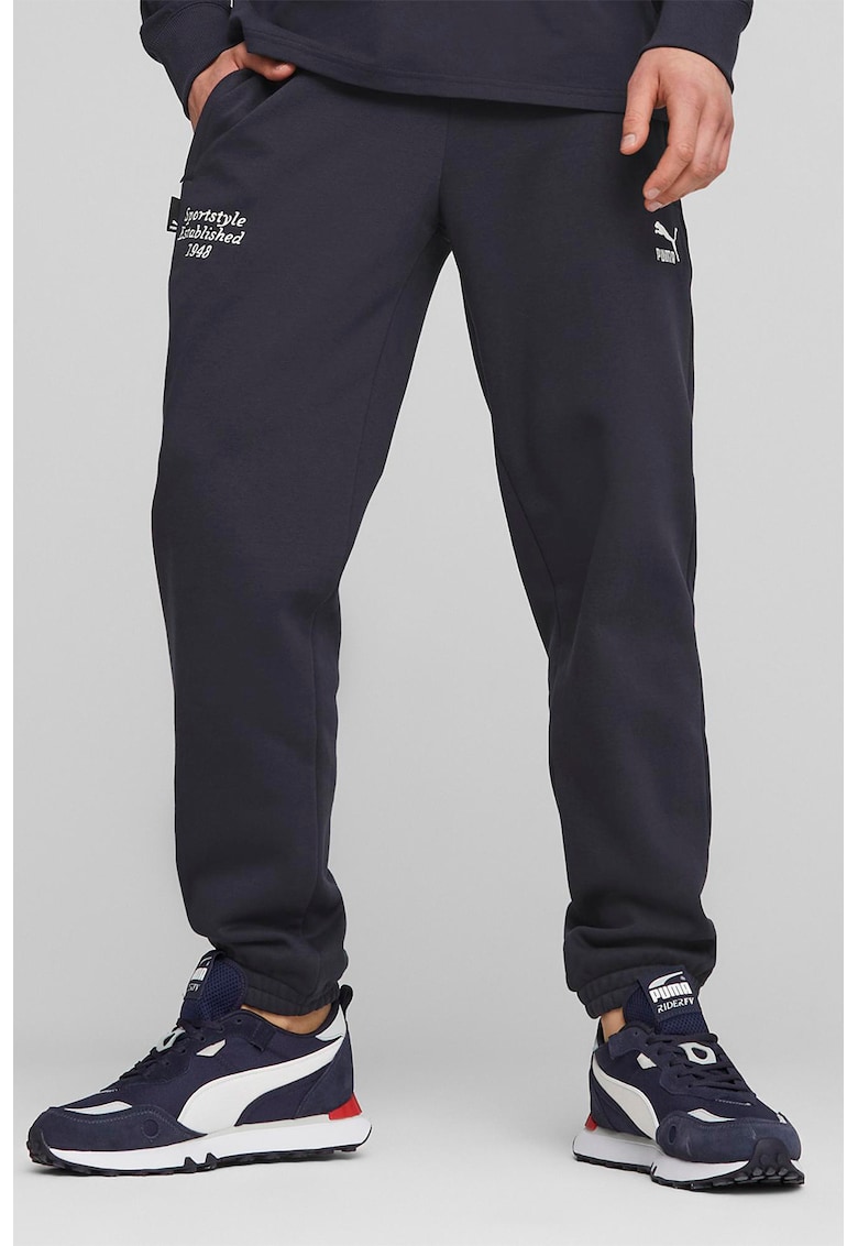 Pantaloni sport din amestec de bumbac cu logo brodat