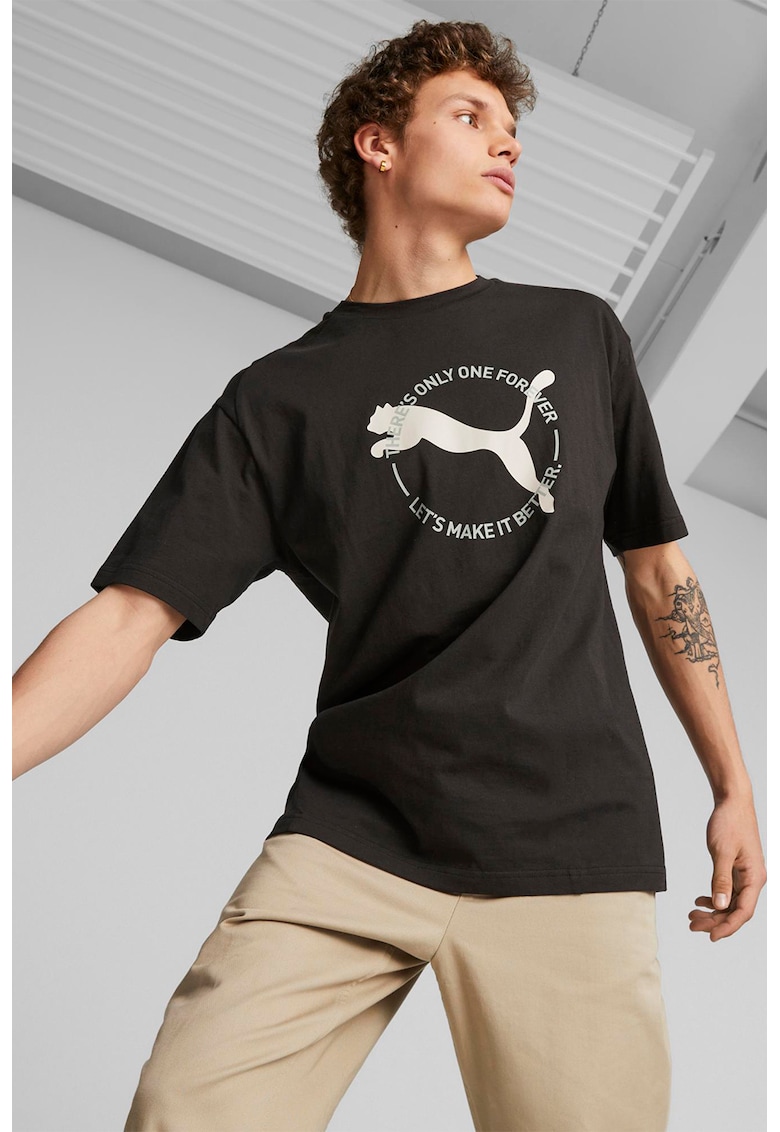 Tricou cu decolteu la baza gatului si imprimeu logo Better Sportswear - Alb/Negru