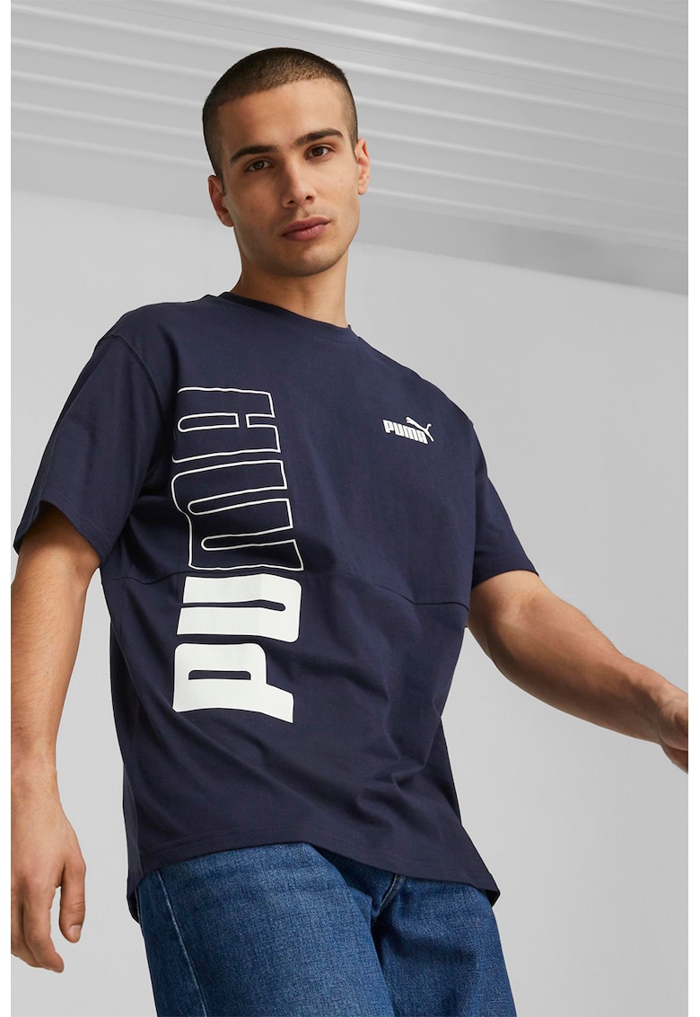Tricou de bumbac cu imprimeu logo supradimensionat Power