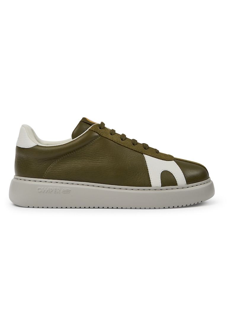 Pantofi sport de piele cu garnituri contrastante Runner K21 - Alb/Verde masliniu