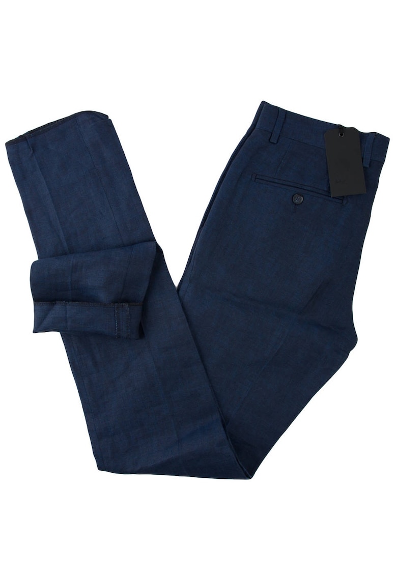 Pantaloni barbati din in - Bleumarin -
