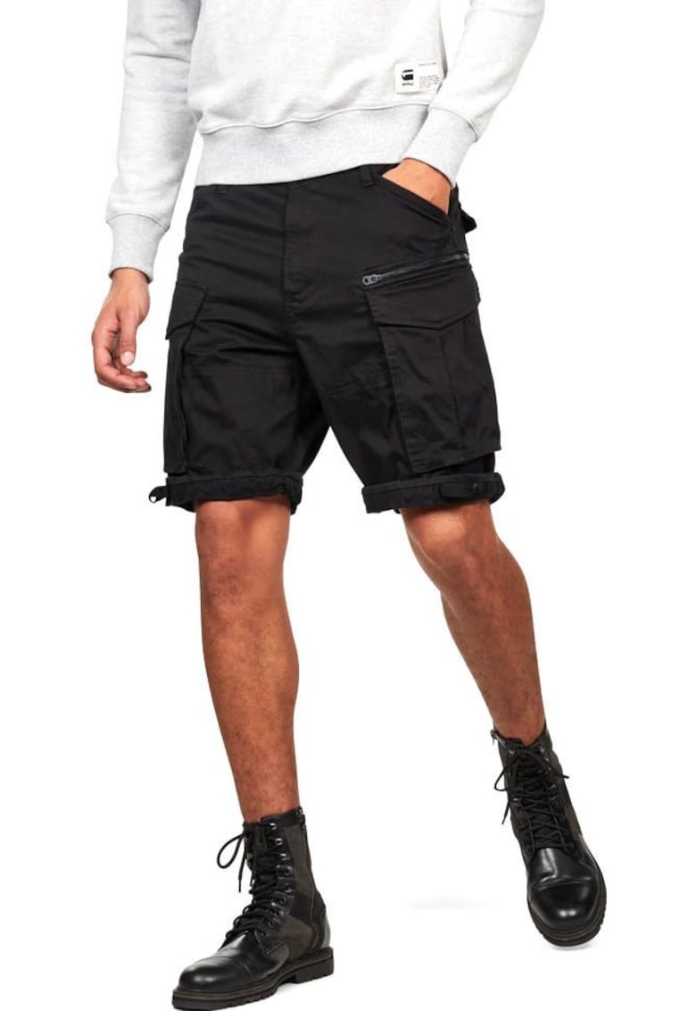 Pantaloni scurti pentru barbati - Bumbac/Elastan - Negru -