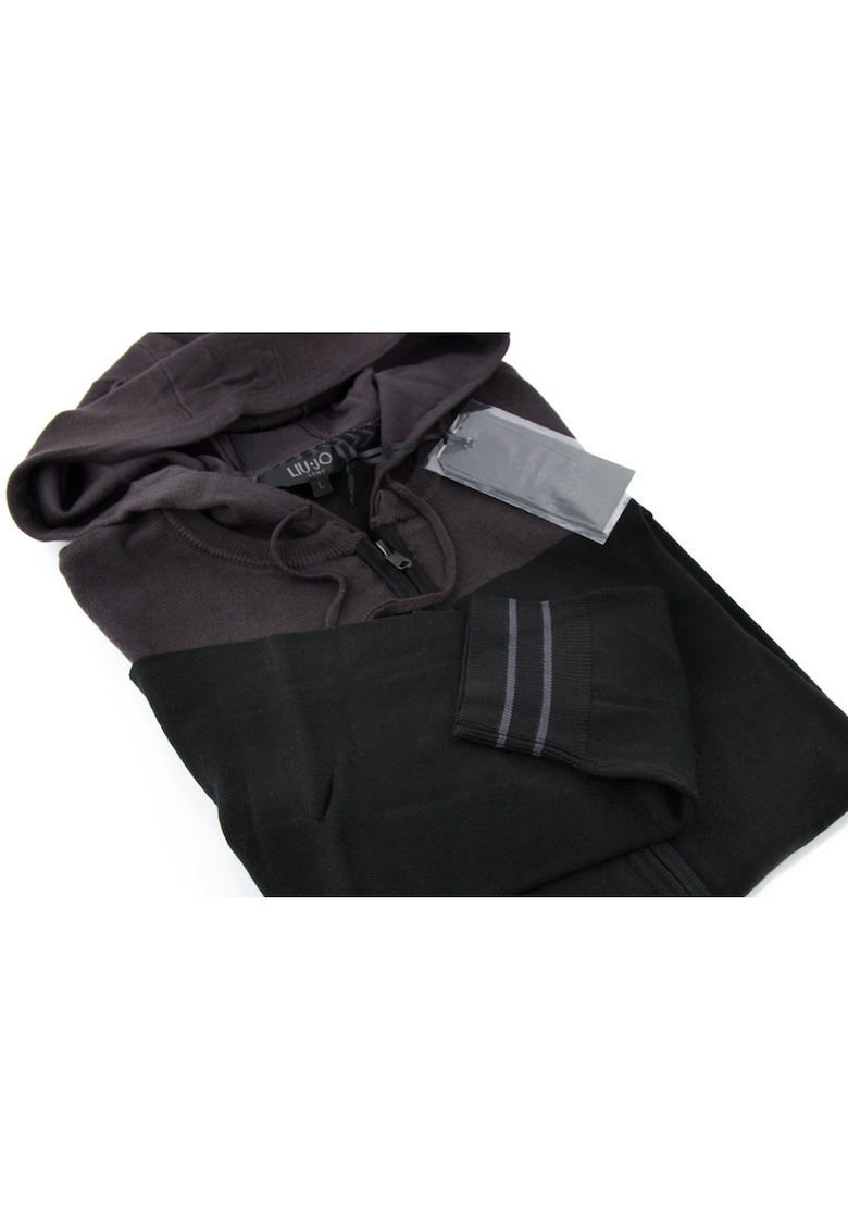 Hanorac cu fermoar pentru barbati - Bumbac - Negru -