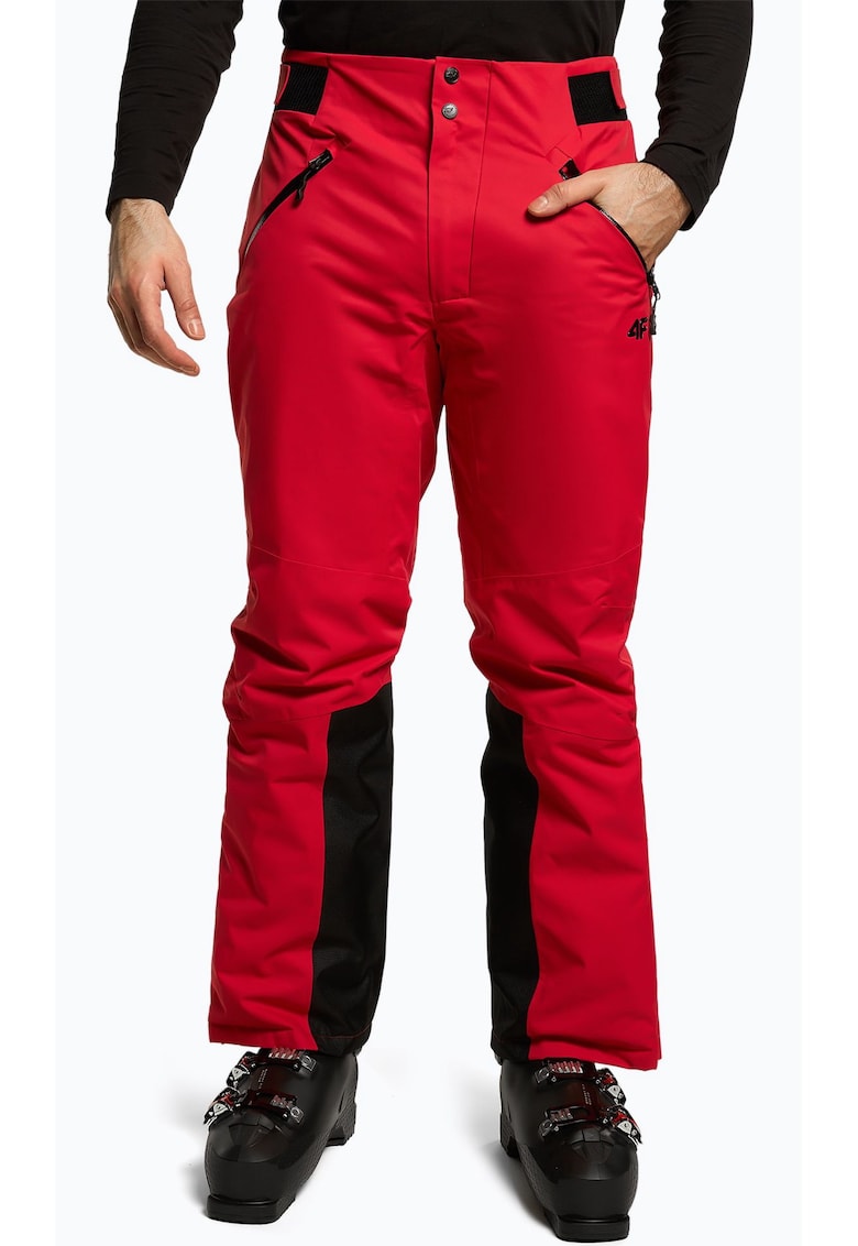 Pantaloni de ski barbati - Poliester - Rosu/Negru