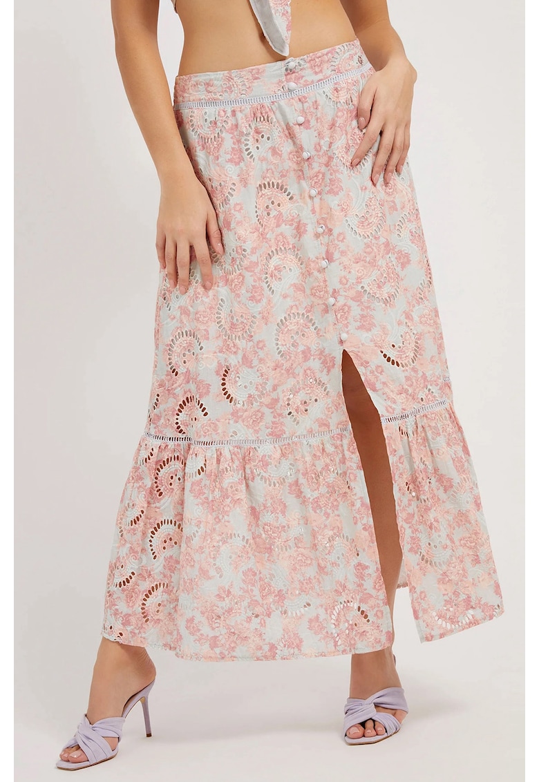 Fusta dama Smeralda - Bumbac - Alb/Roz``