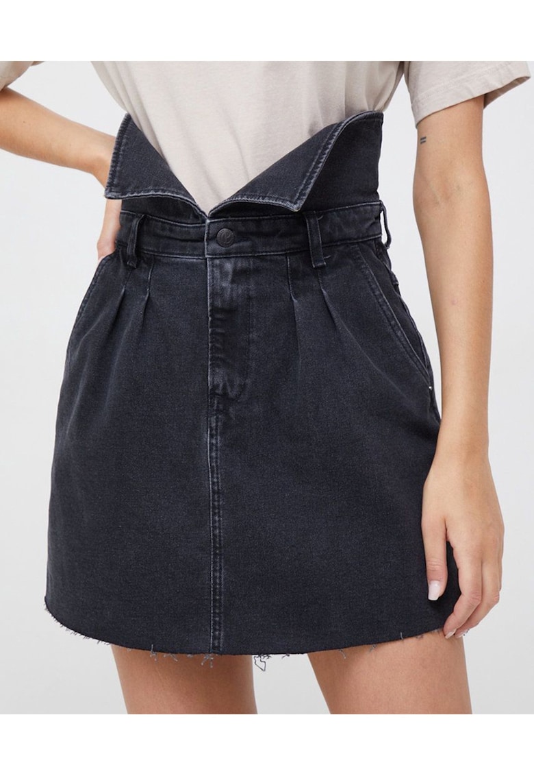 Fusta denim dama - Bumbac - Negru