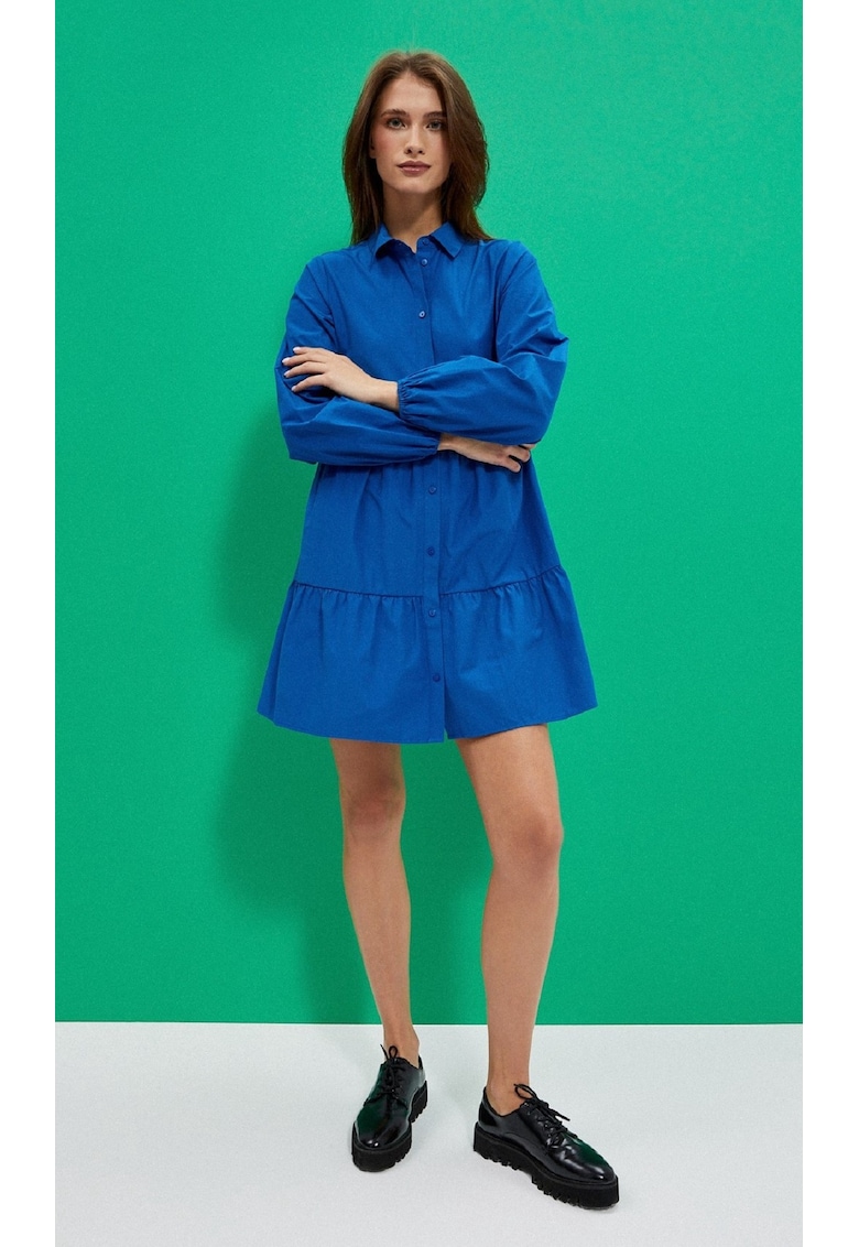 Rochie de dama - Poliester - Bumbac - Albastru -