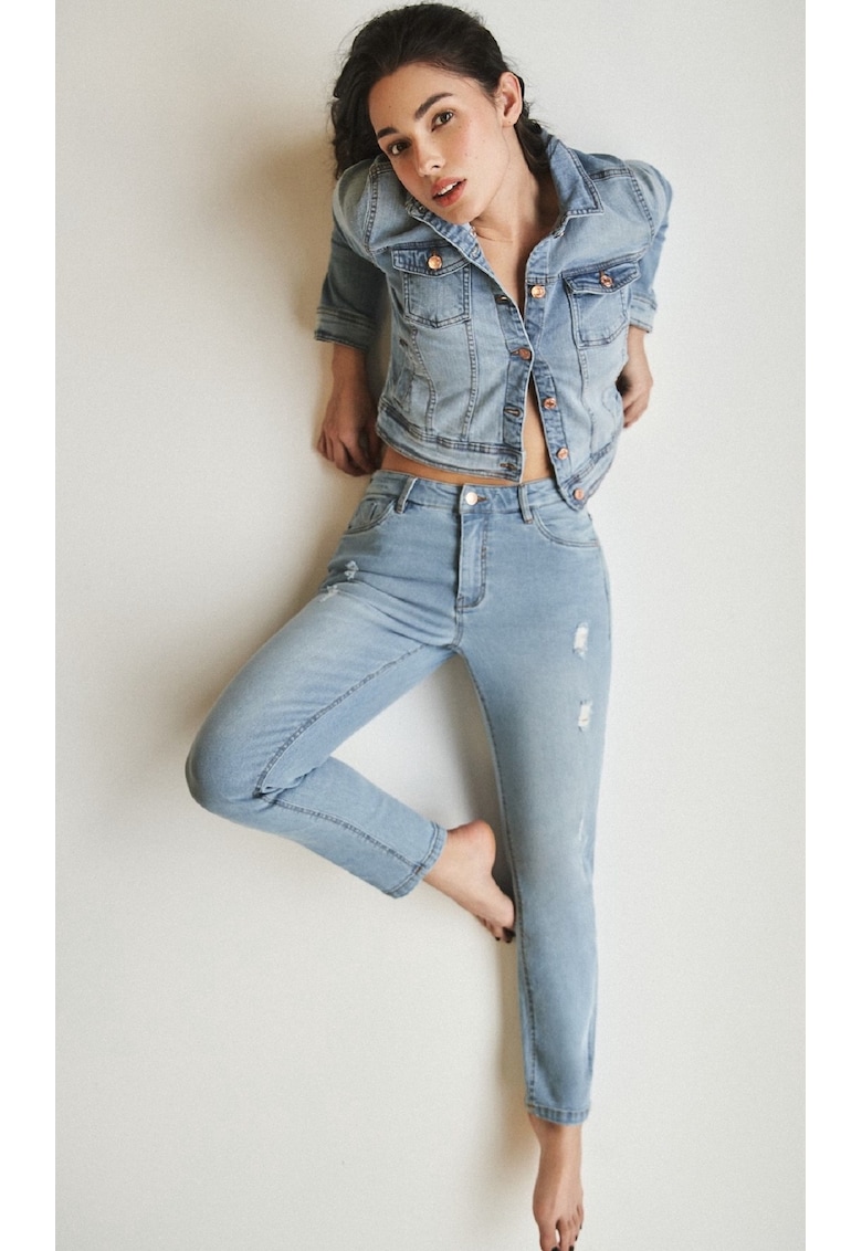 Blugi - skinny - albastru - bumbac/elastan