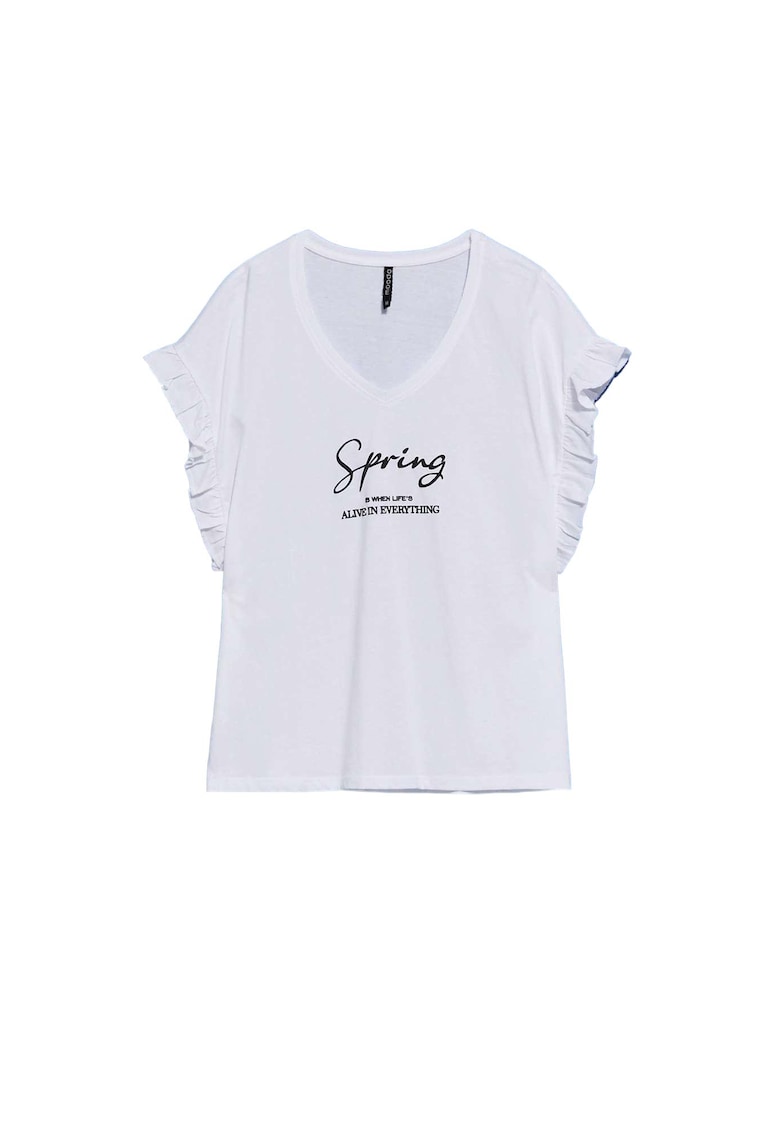Bluza dama cu decolteu - Bumbac - Alb - Alb