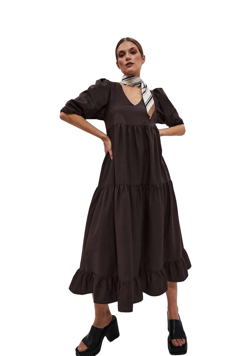Rochie de dama - Poliester - Bumbac - Elastan - Maro - Maro