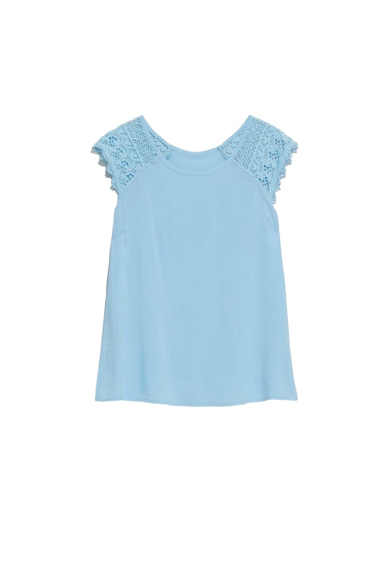 Bluza dama cu decolteu rotund - Viscoza - Turcoaz - Turcoaz