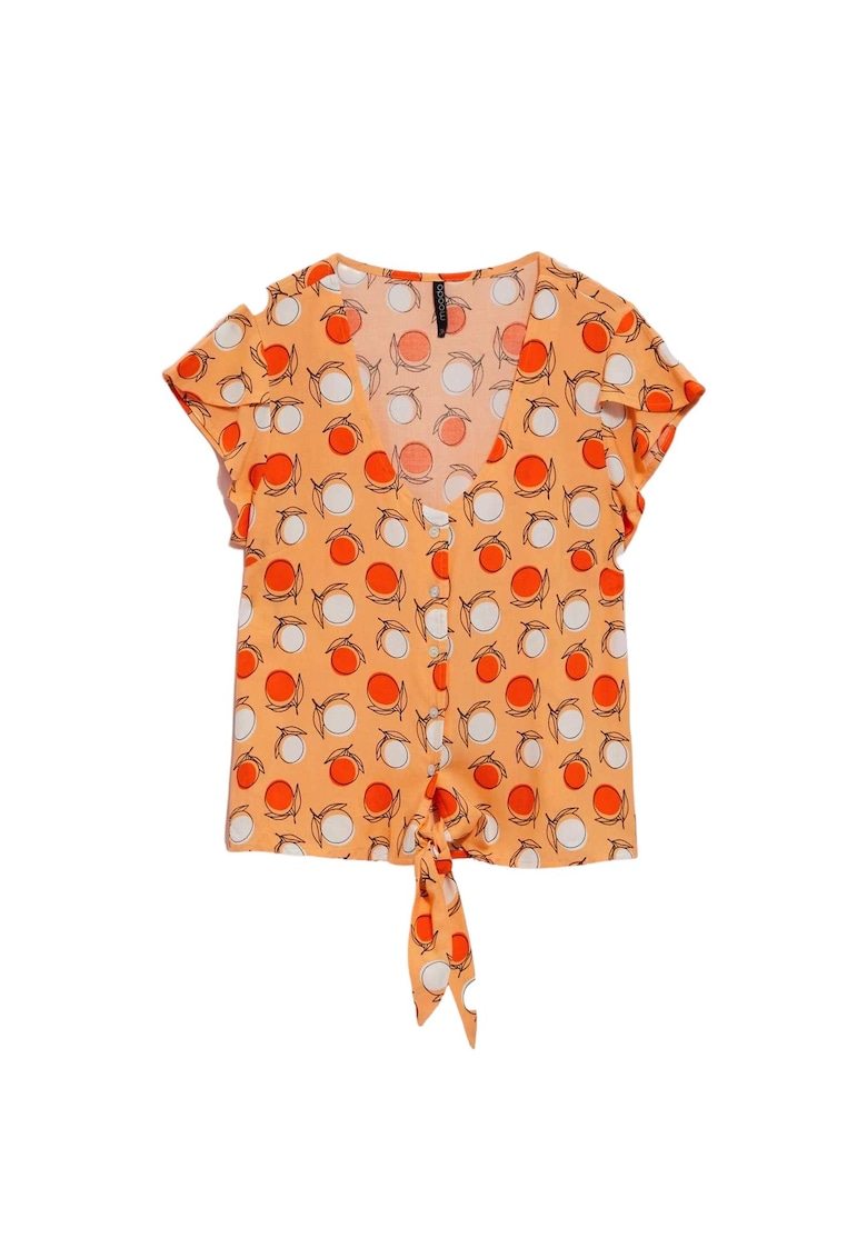 Bluza dama - Imprimeu model fructe - Viscoza - Portocaliu - Portocaliu