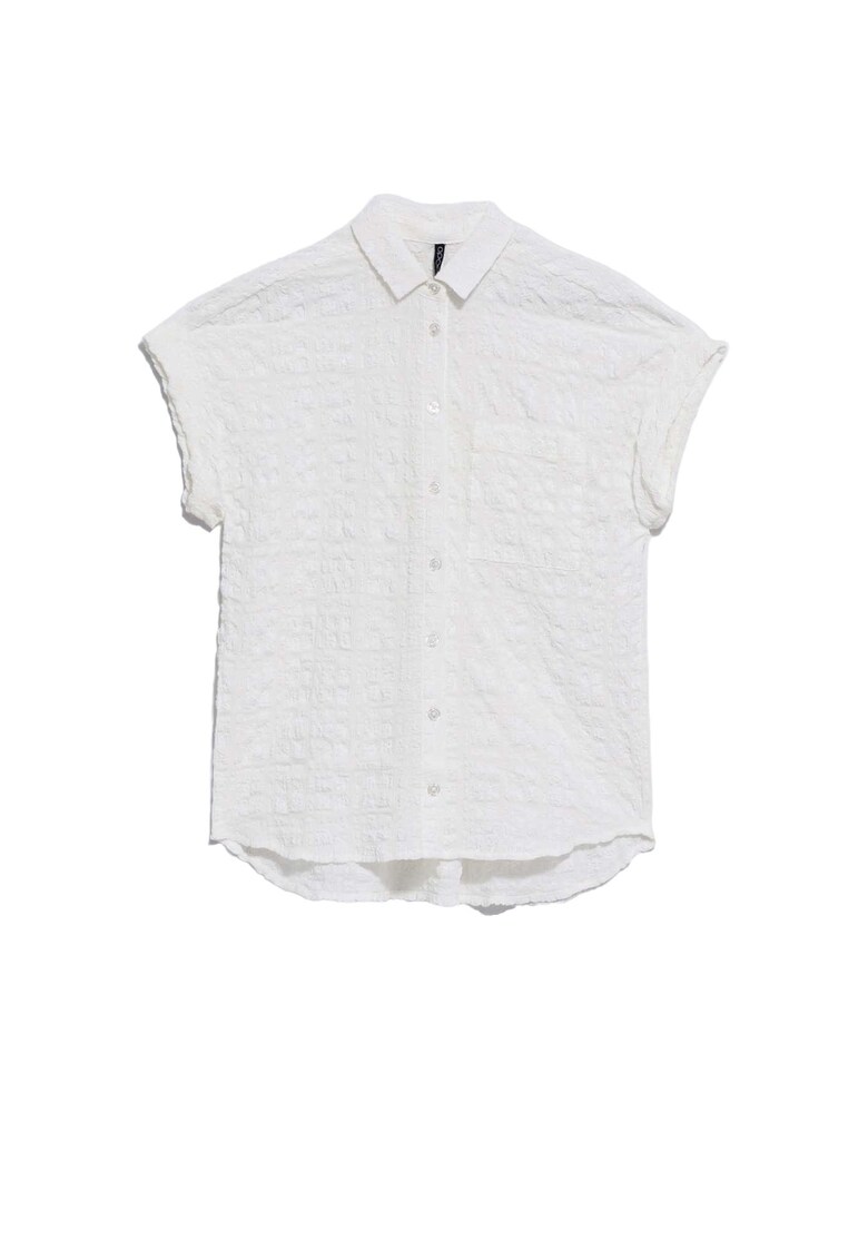Camasa dama clasica cu maneca scurta - Poliester/Poliamida - Alb - Alb
