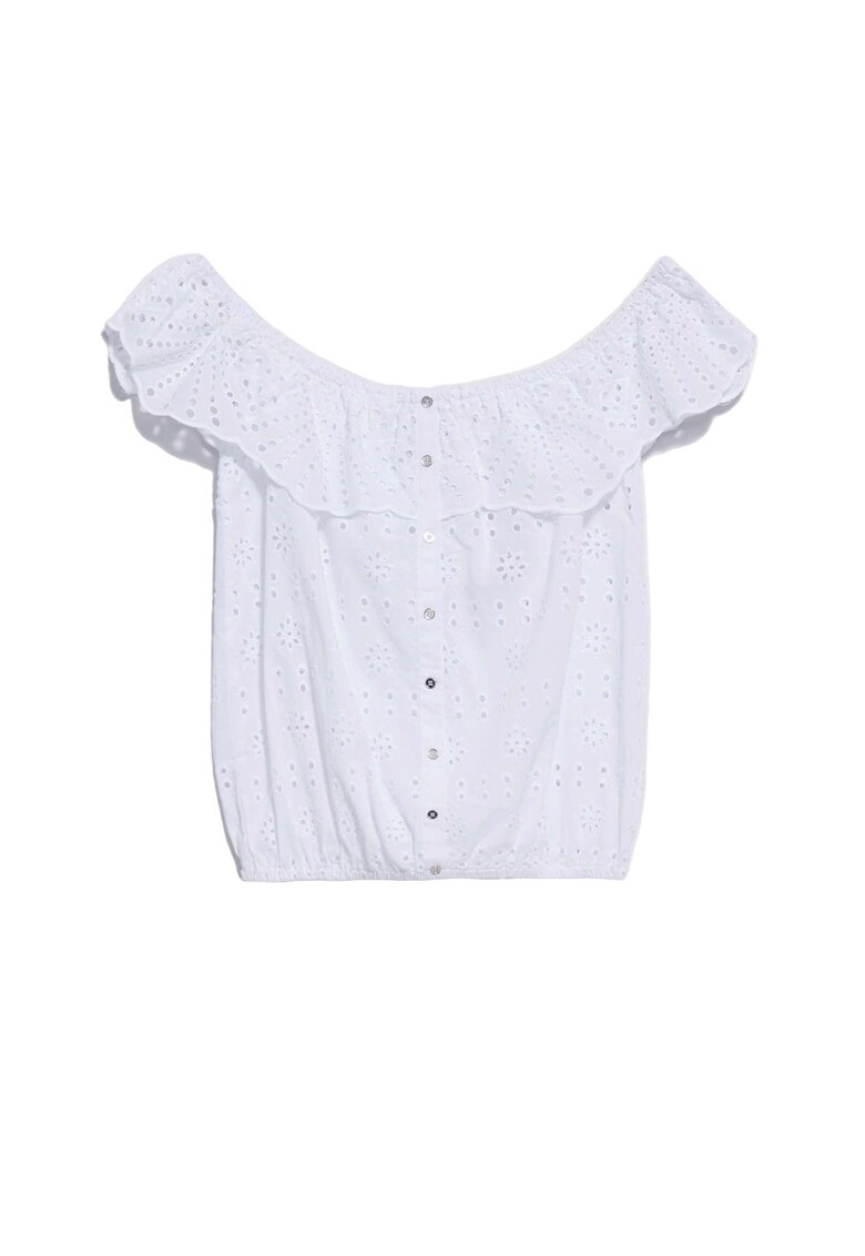 Bluza dama in stil boho - Bumbac - Alb - Alb