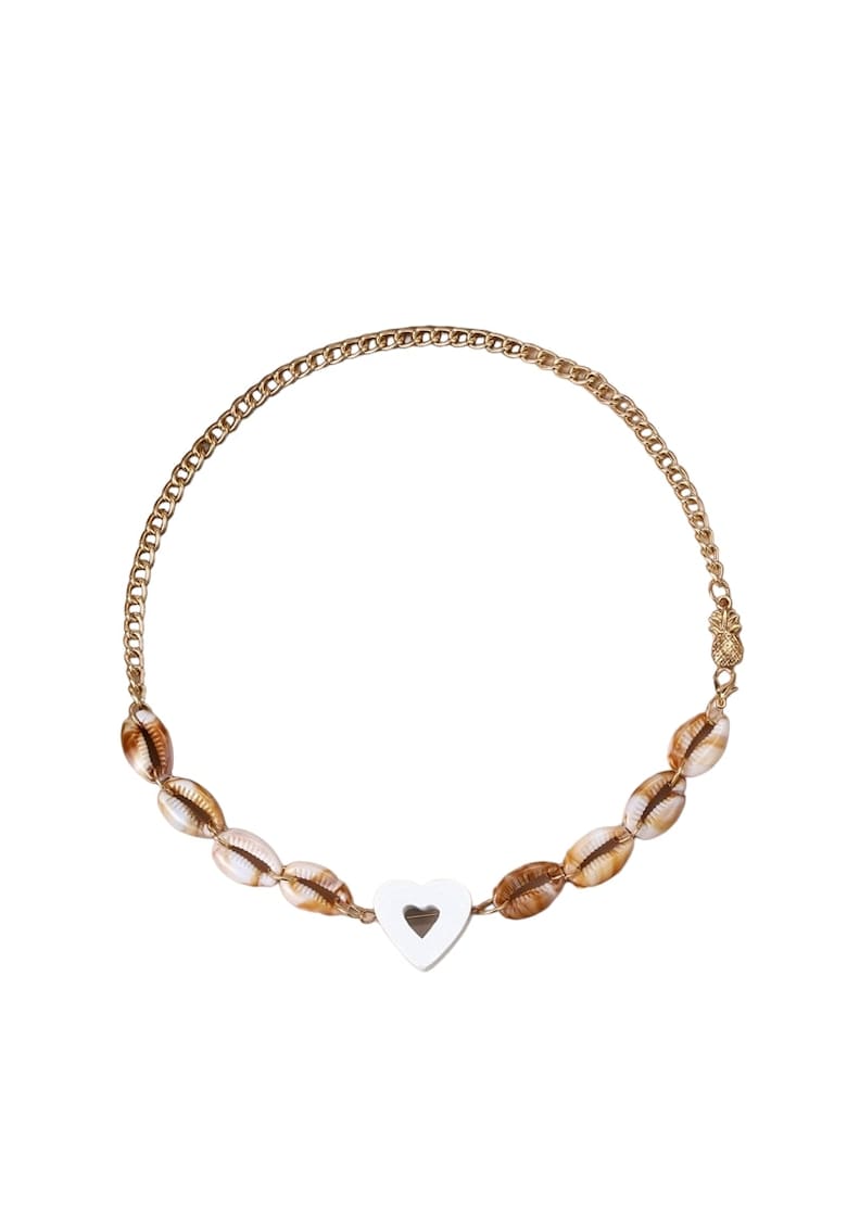 Colier auriu - cu scoici si inima - Fidelia C1