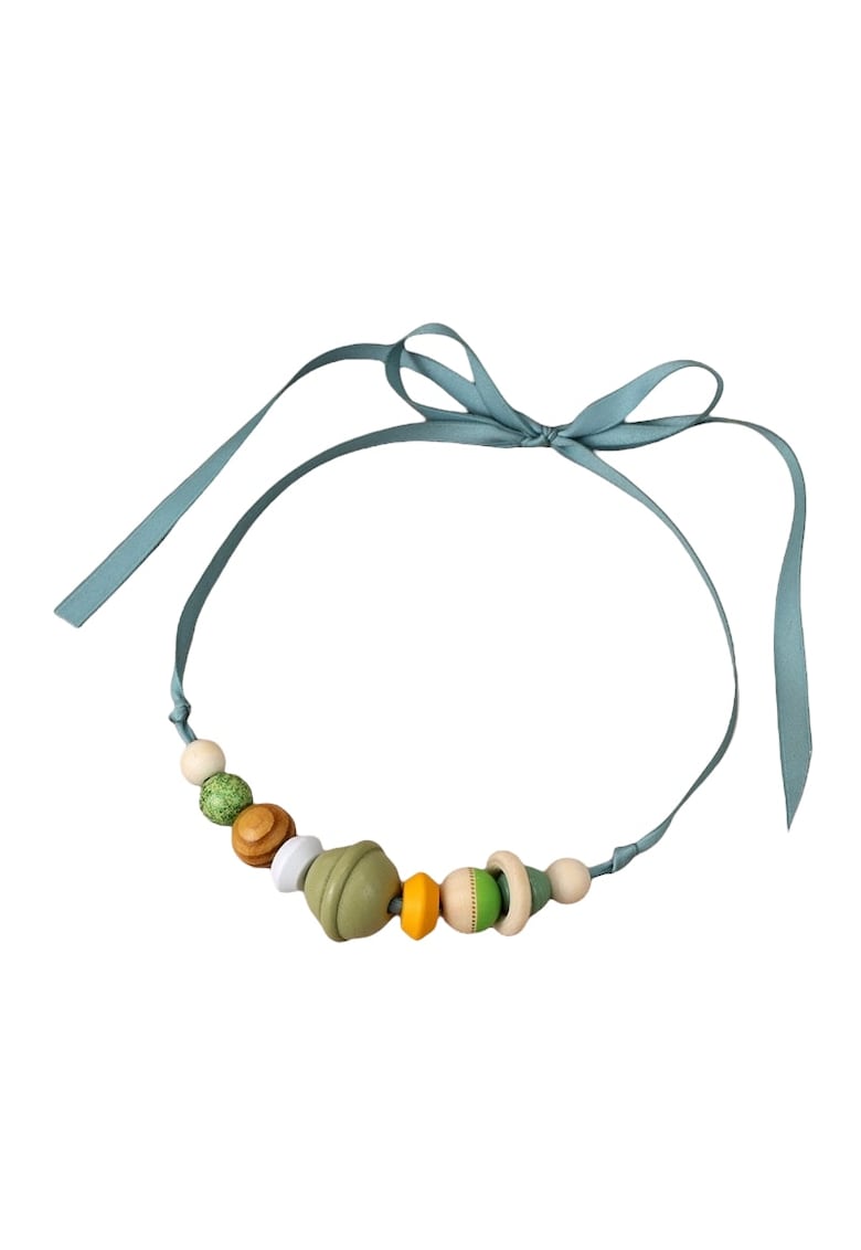 Colier turquoise - cu bile verzi si galbene - Fides C2