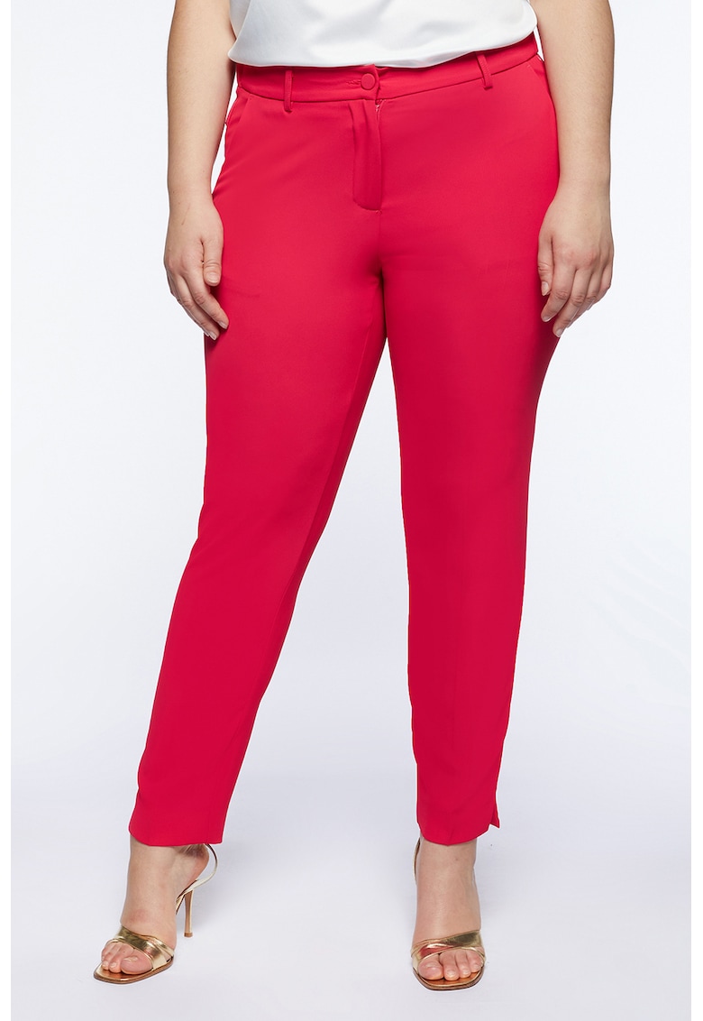 Pantaloni chino crop cu talie medie