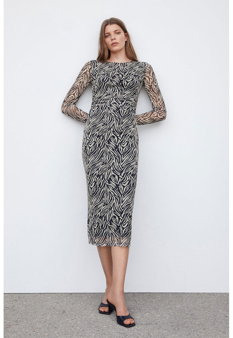 Rochie midi cu animal print Claude
