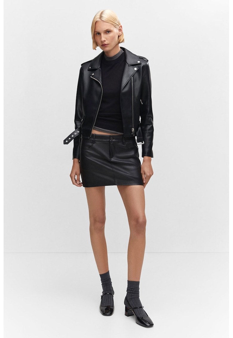 Jacheta biker de piele ecologica Fest