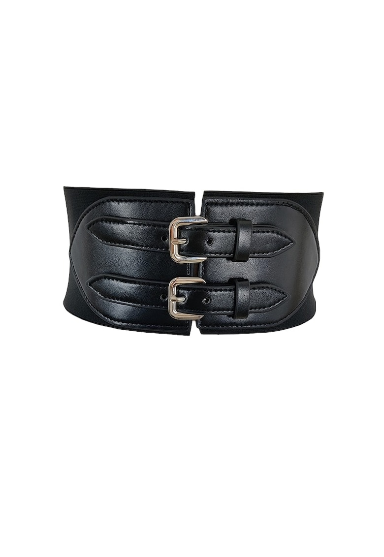 Centura de talie - neagra - tip corset - elastica - cu catarame - Ferdi C1 Centura de talie - neagra - tip corset - elastica - cu catarame - Ferdi C1