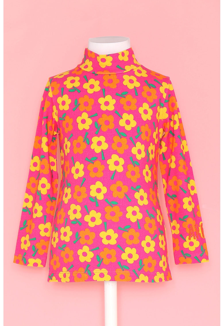Bluza cu model floral si guler mediu