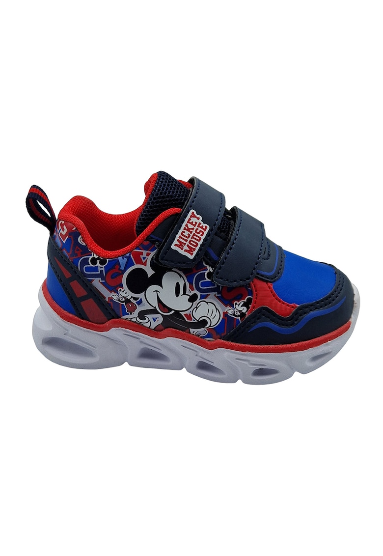 Pantofi sport cu velcro si imprimeu Mickey Mouse