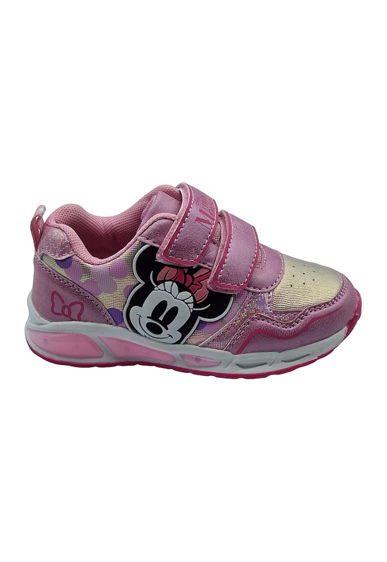 Pantofi sport cu velcro si imprimeu Minnie Mouse
