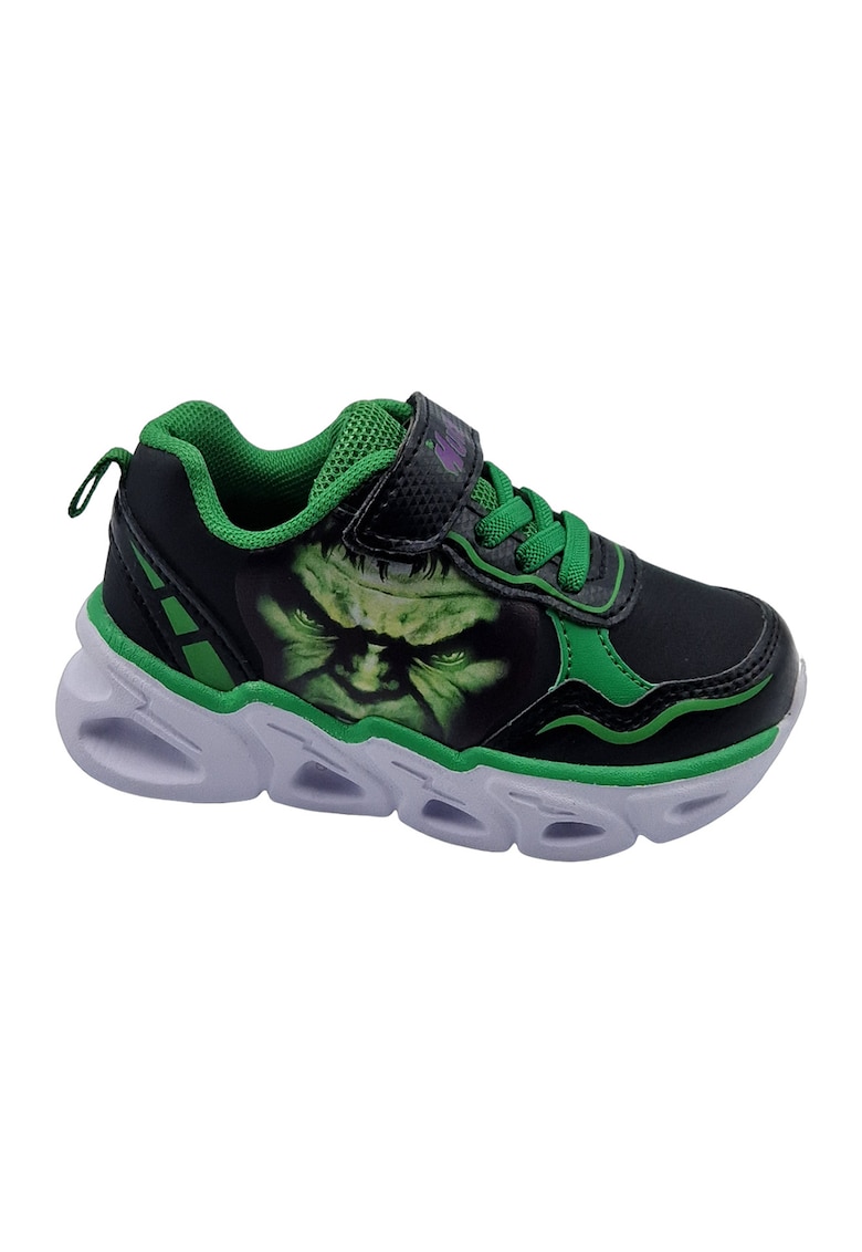 Pantofi sport de piele ecologica cu velcro si model Hulk