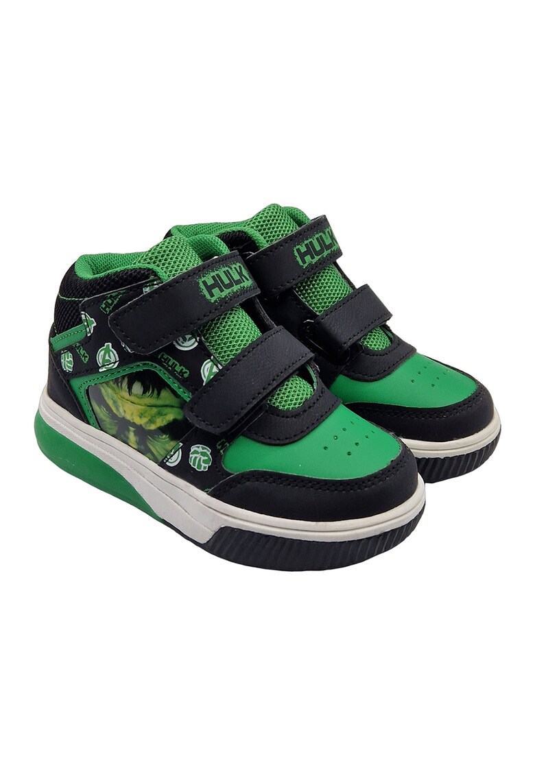 Pantofi sport mid-high de piele ecologica cu velcro si model hulk