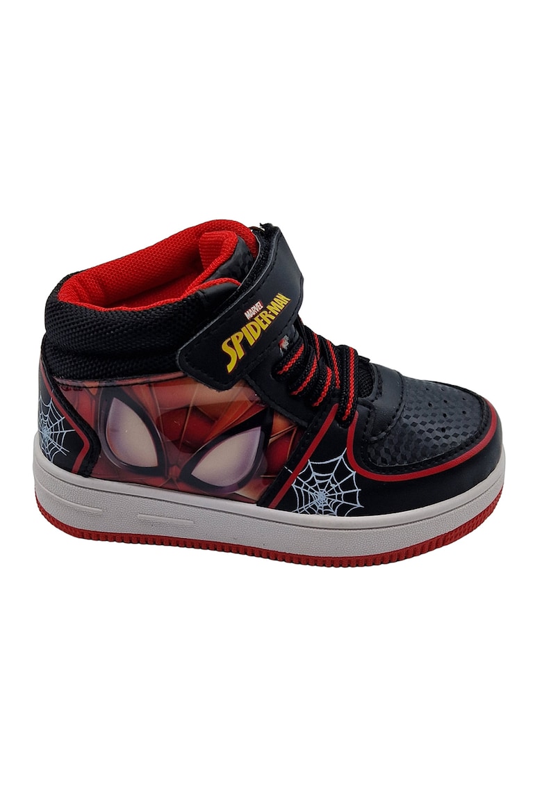 Pantofi sport mid-high de piele ecologica cu model Spiderman