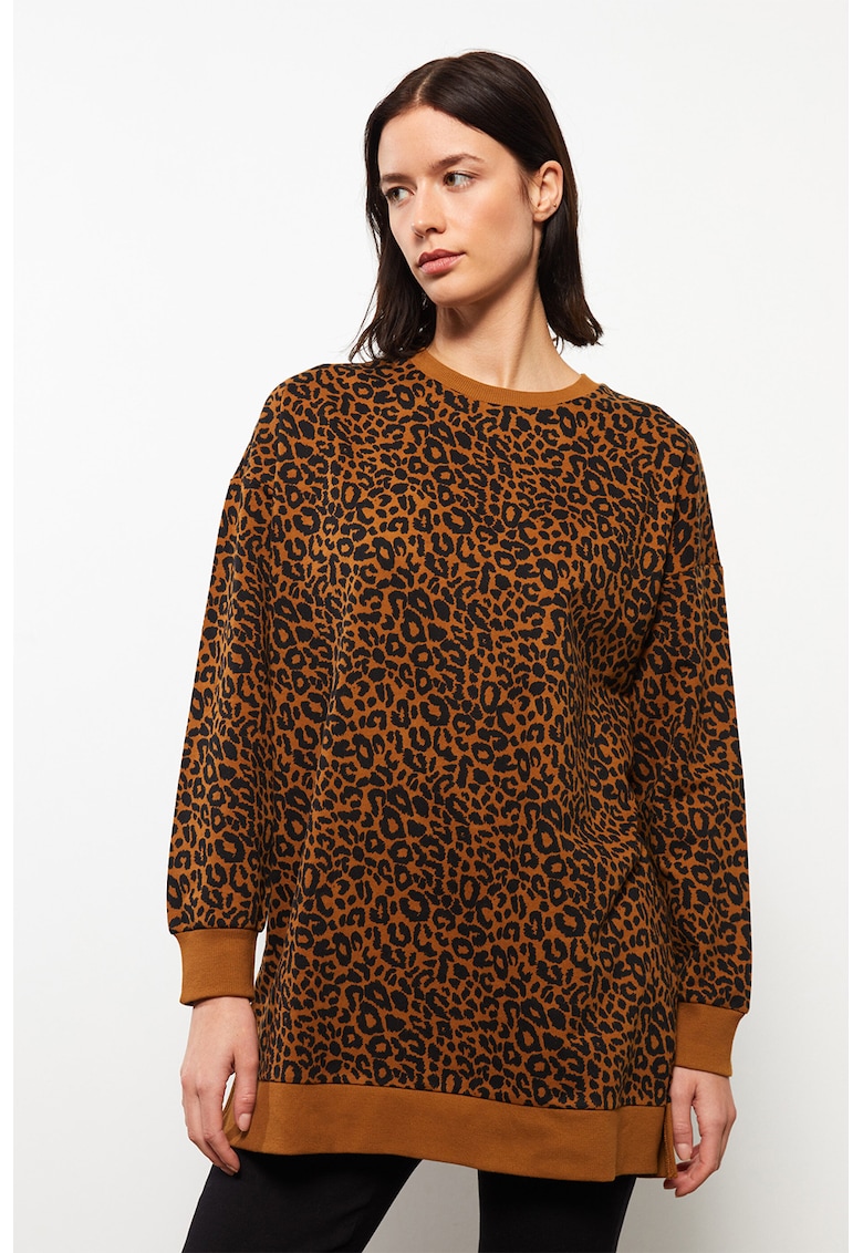 Bluza sport lunga cu animal print