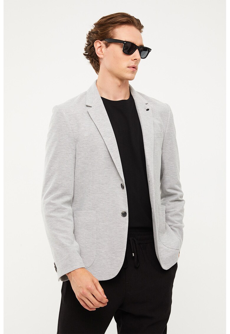 Sacou casual slim fit cu buzunare aplicate