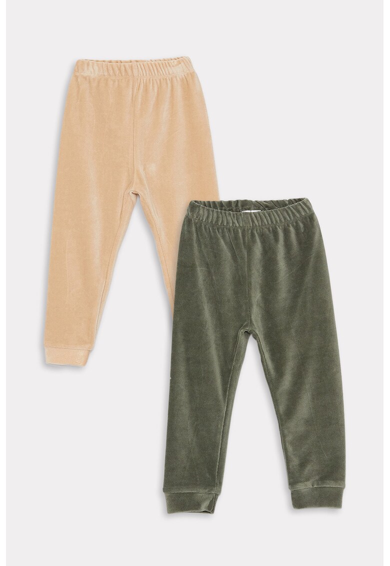 Set de pantaloni de pijama cu aspect catifelat - 2 perechi
