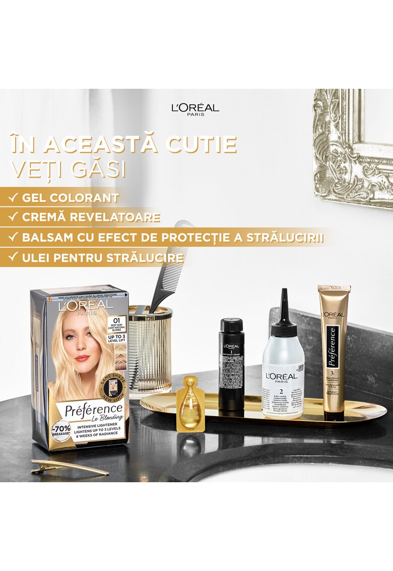 Vopsea de par permanenta cu amoniac preference le blonding 01 blond natural foarte deschis - 178 ml