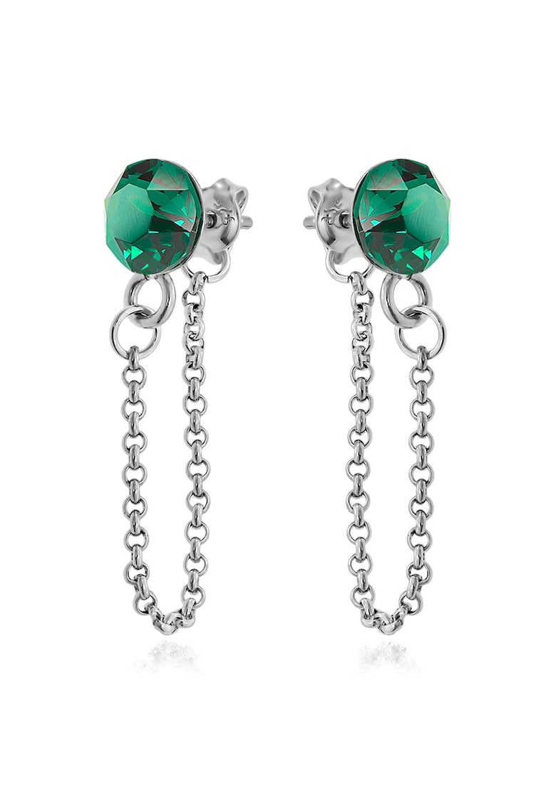 Cercei Argint 925 placat cu rodiu cu cristale Swarovski® Xirius Chain - Verde