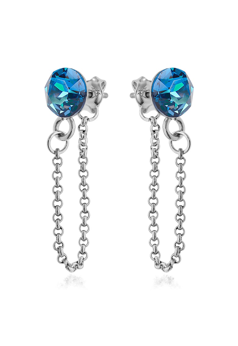 Cercei Argint 925 placat cu rodiu cu cristale Swarovski® Xirius Chain - Bleumarin