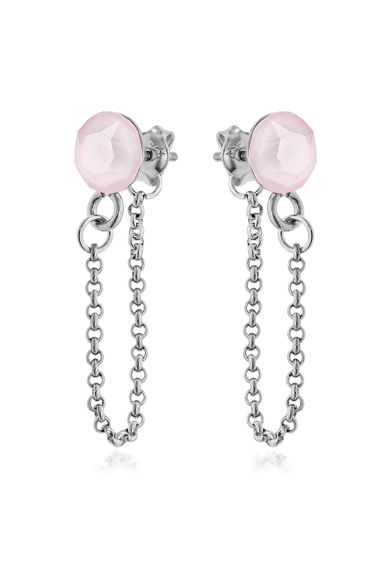 Cercei Argint 925 placat cu rodiu cu cristale Swarovski® Xirius Chain - Roz mat