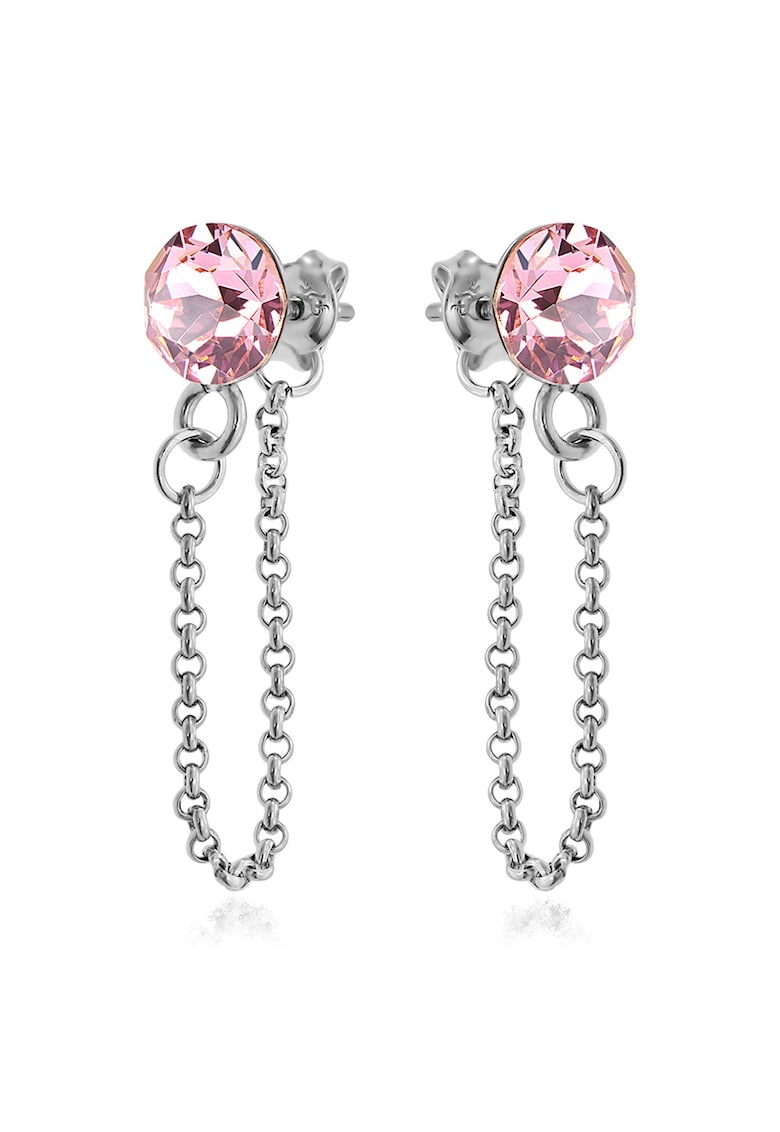 Cercei Argint 925 placat cu rodiu cu cristale Swarovski® Xirius Chain - Roz deschis