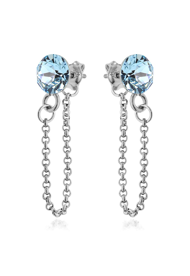Cercei Argint 925 placat cu rodiu cu cristale Swarovski® Xirius Chain - Albastru deschis/Bleumarin