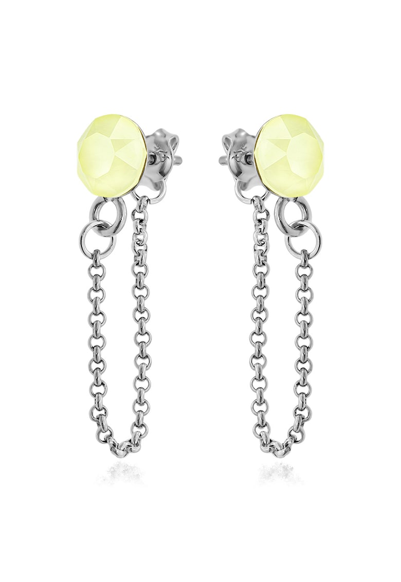Cercei Argint 925 placat cu rodiu cu cristale Swarovski® Xirius Chain - Galben