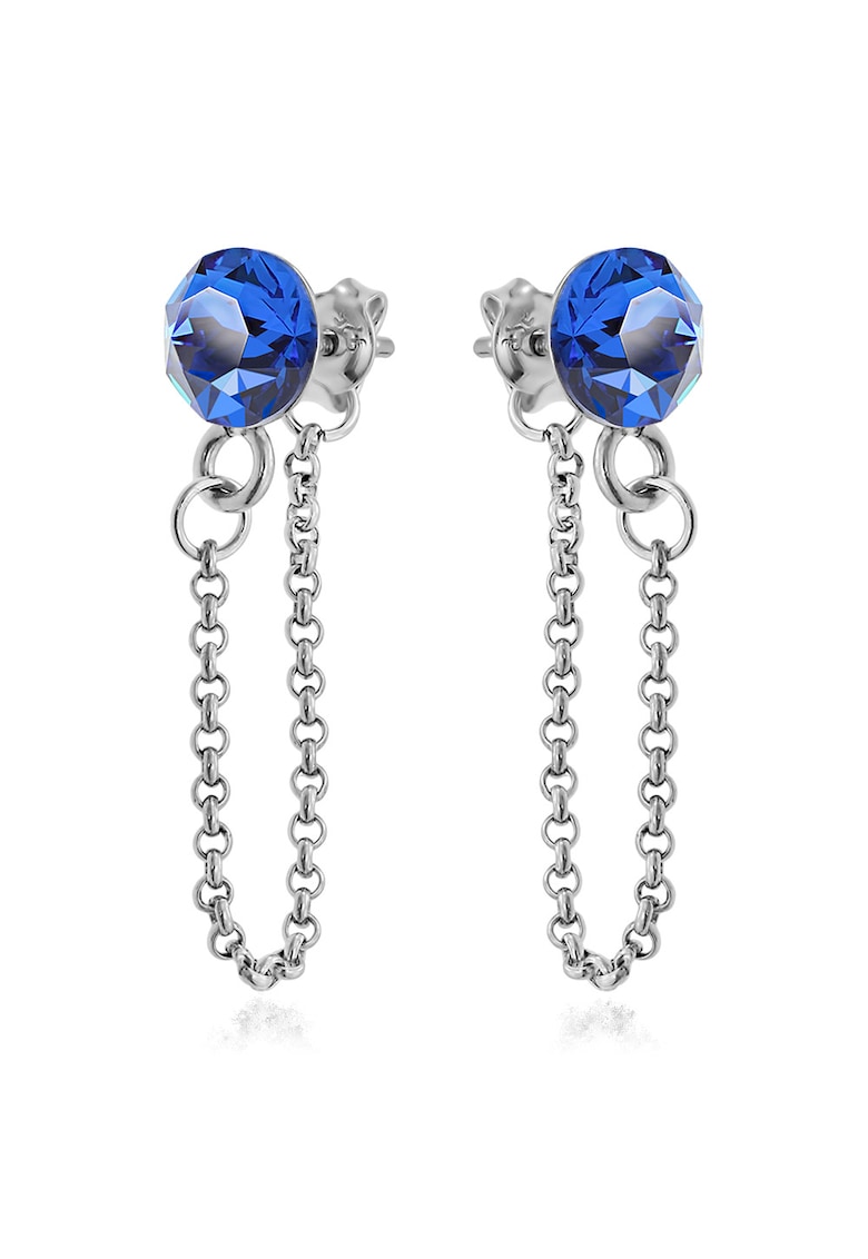 Cercei Argint 925 placat cu rodiu cu cristale Swarovski® Xirius Chain - Albastru