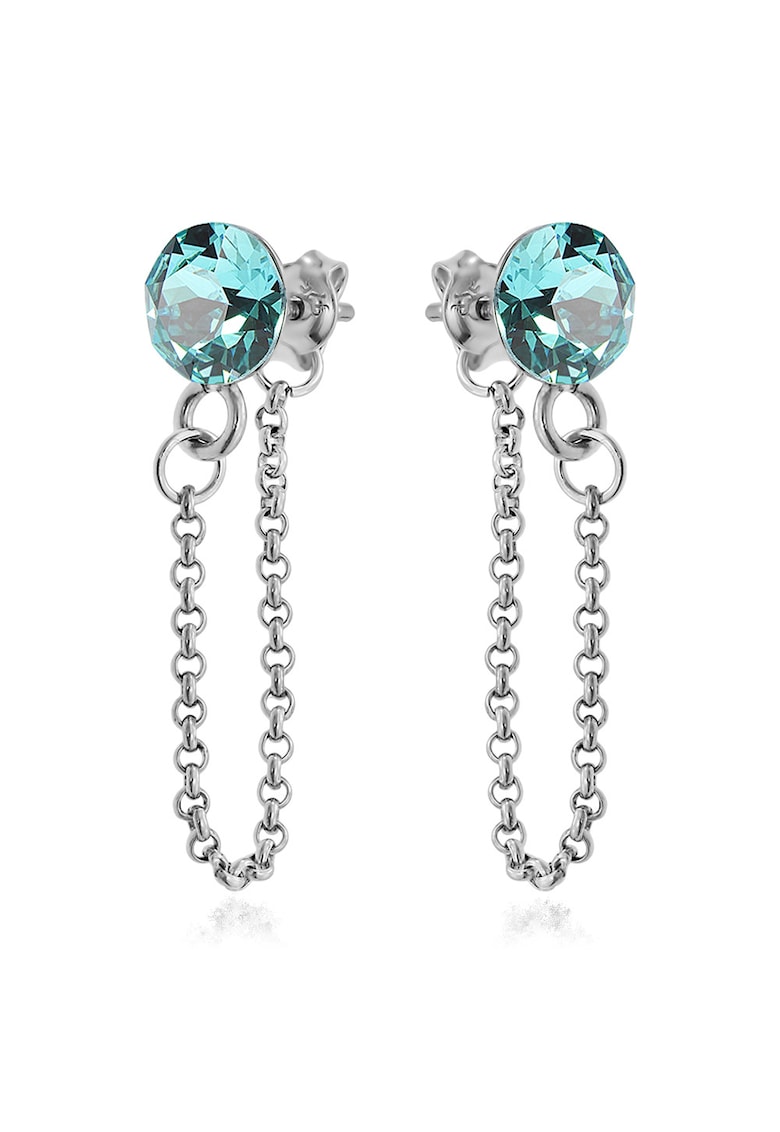 Cercei Argint 925 placat cu rodiu cu cristale Swarovski® Xirius Chain - Turcoaz