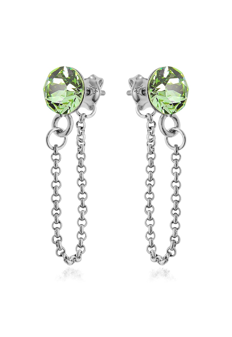 Cercei Argint 925 placat cu rodiu cu cristale Swarovski® Xirius Chain - Verde deschis