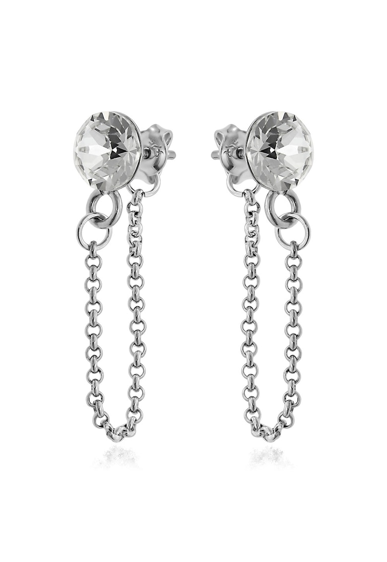 Cercei Argint 925 placat cu rodiu cu cristale Swarovski® Xirius Chain - Alb