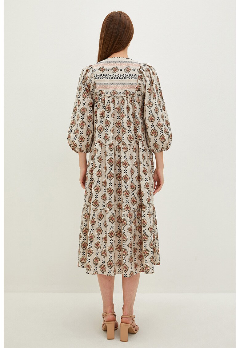 Rochie midi cu model si maneci bufante