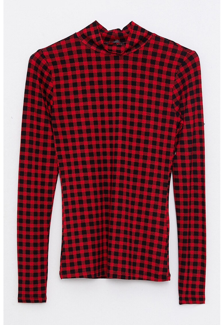 Bluza in carouri cu guler scurt